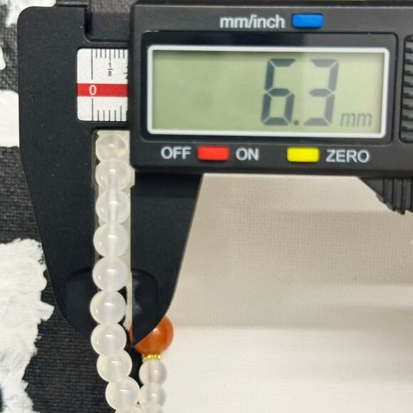 Natural Red Agate Bracelet Icy South Red Agate with Deep Red Center Bead - Picture 5 of 8